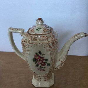 Vintage antique? Japanese hand painted porcelain tea pot decorated with flowers